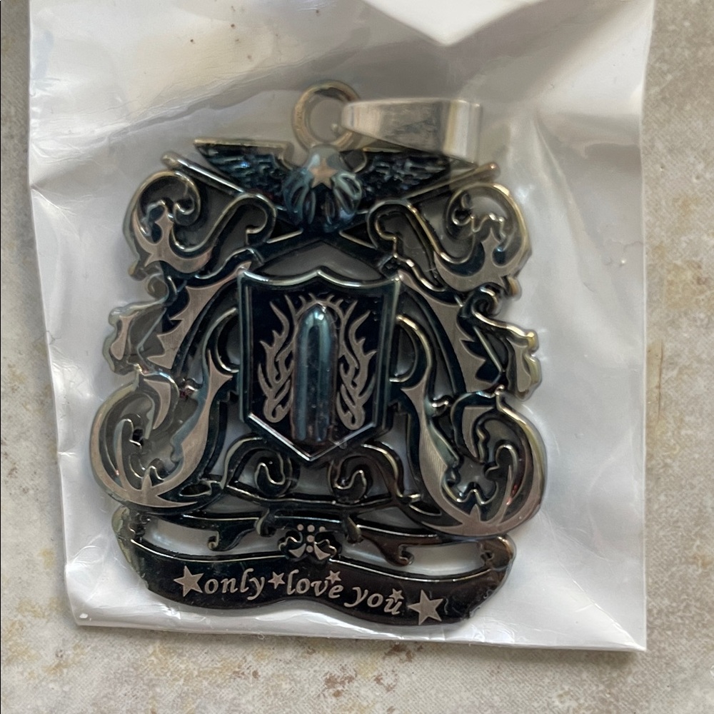 NEW Deep Gray Crest Pendant engraved “only love you”